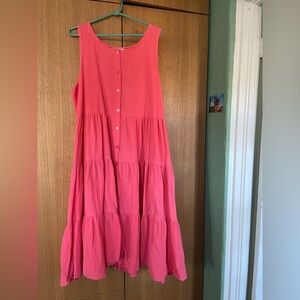 Vintage 100% cotton salmon tiered dress 2XL